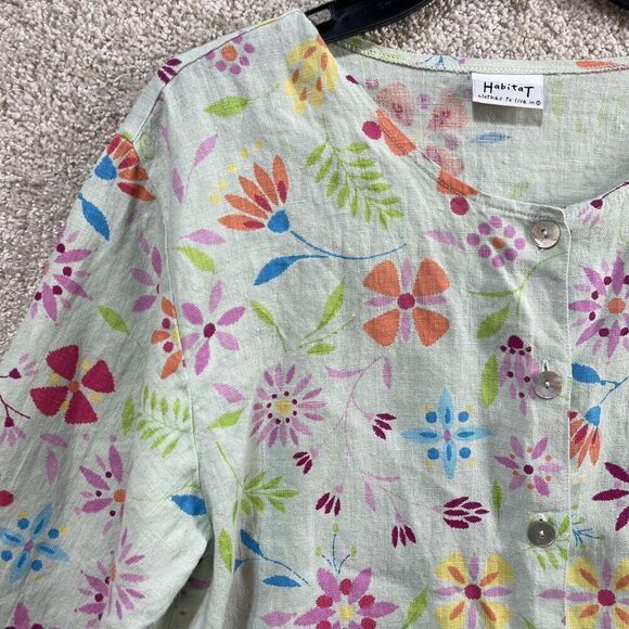 Habitat 3 Piece Skirt Set Women's Small 100% Linen Mint Green Floral Maxi Blazer - Picture 11 of 12